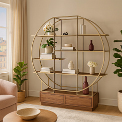 Стеллаж "Сфера Модерн" с деревянными полками Стеллаж "Сфера Модерн" с деревянными полками